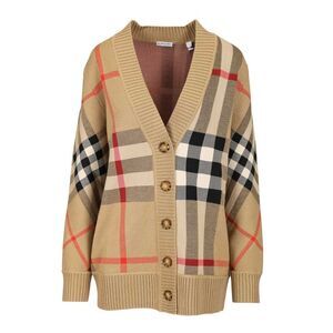 Burberry Women Check Wool Blend Cardigan